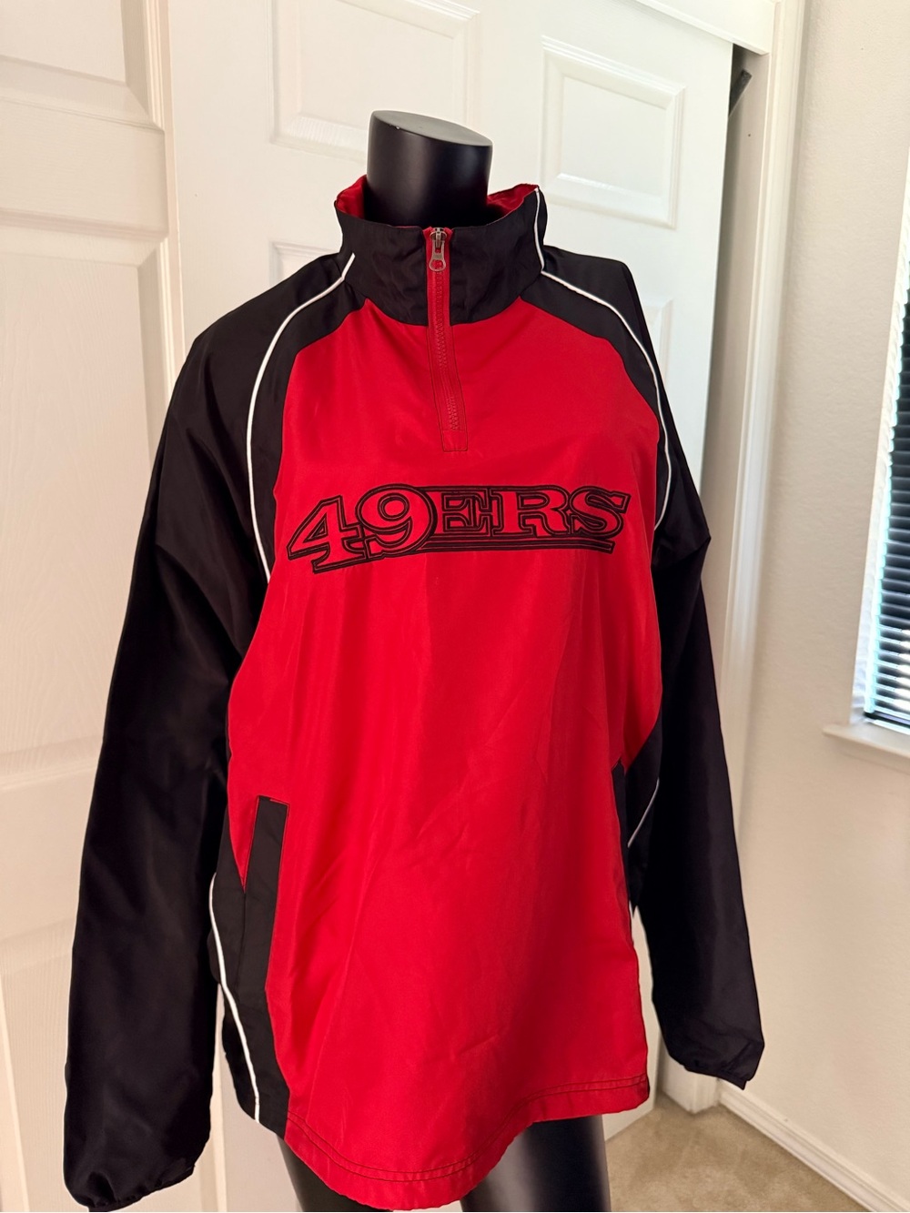 NFL Red and Black 49ERS Quarter-Zip Pullover